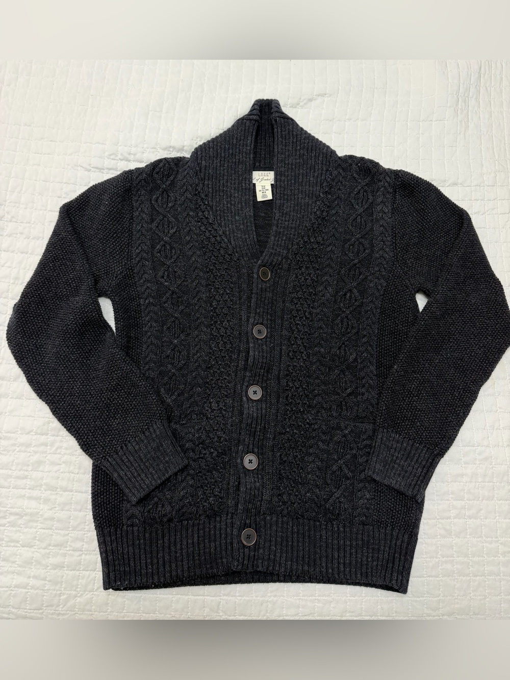 H&M L.O.G.G. Shawl Collar Cable Knit Cardigan Sweater Men’s M Gray
